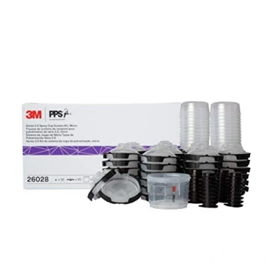 Abbildung von 3M PPS 2.0 Spritzpistolen Becher, Deckel und Liner Kit, 26028 Micro, 85 ml, 200 Mikron Filter, Verwendung für Autos, Möbel, Haus mehr, 1 Mini Farbbecher, 50 Deckel, 32 Verschlussstopfen