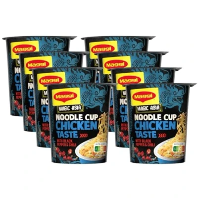 Abbildung von MAGGI Magic Asia Noodle Cup Chicken, Instant Nudeln, asiatisches Fertiggericht, Hühnchen Geschmack, mit Gemüse verfeinert, 8er Pack (8x63g)