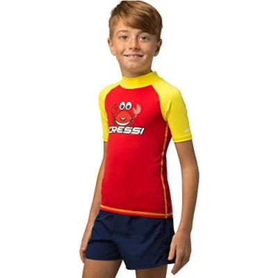 Abbildung von Cressi Unisex Kinder Rash Guard Short Jr, Rot/Gelb, 13/14 Jahre (164 cm)