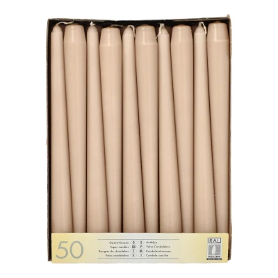 Abbildung von PAPSTAR GmbH Tafelkerze 50 Leuchterkerzen Tafelkerzen Ø22mm L25cm puder
