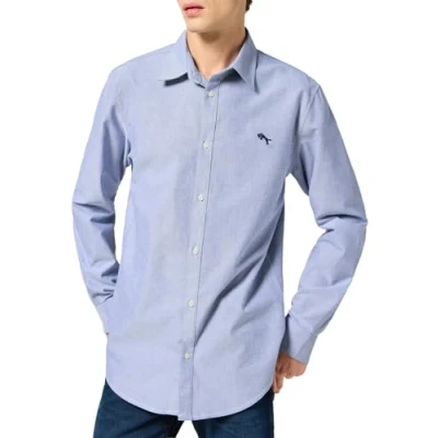 Abbildung von Wrangler Men&#039;s LS 1 PKT Shirt, Oxford Blue, XL
