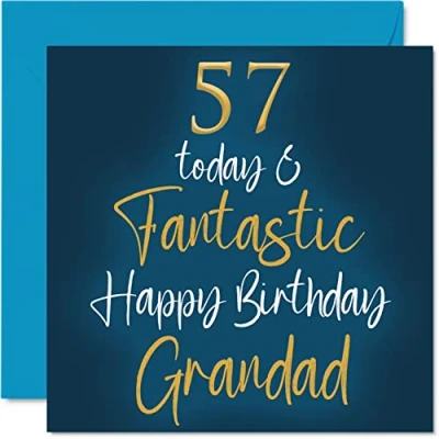 Abbildung von Stuff4 Fantastische Geburtstagskarte zum 57. Geburtstag für Großvater 57 Today &amp; Fantastic von Enkelin, Großvater, Geburtstagsgeschenk, 145 mm x