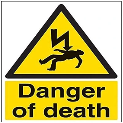 Abbildung von vsafety Schilder 68027bc r &quot;Danger of death&quot; Achtung Elektrische Zeichen, 1 mm starrer Kunststoff, Portrait, 300 x 400 mm, schwarz/gelb