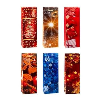 Abbildung von TSI Geschenktüten WEIHNACHTEN SERIE 8, 12er Packung, Größe: Flasche (HxBxT 36 x 12 8 cm), Art. Nr. 83288