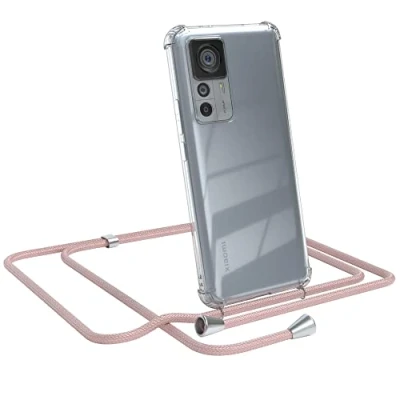 Abbildung von EAZY CASE Handykette kompatibel mit Xiaomi 12T / Pro Handyhülle Umhängeband, Handykordel Schutzhülle, Silikonhülle, Hülle Band, Stylische Kette für Smartphone, Rosé Gold