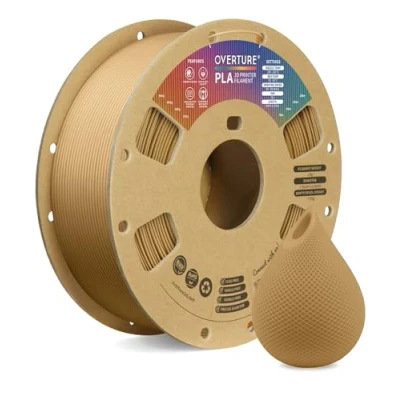 Abbildung von OVERTURE Filament PLA 1.75mm Aufgerüstet, 3D Drucker 1kg Spule (2.2 LBS), Maßgenauigkeit +/ 0.02mm (Braun)