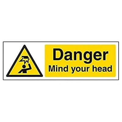 Abbildung von vsafety 63034 ax s &quot;Danger Mind your head&quot; Achtung General Zeichen, selbstklebend, Landschaft, 300 mm x 100 mm, schwarz/gelb