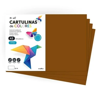Abbildung von cartulina de Colores, A3, Folios colores 180gr, Bloc intensos, Ideal para Manualidades, Imprimir tus Documentos y Diseños Creativos · m office (100 Hojas, Marron)