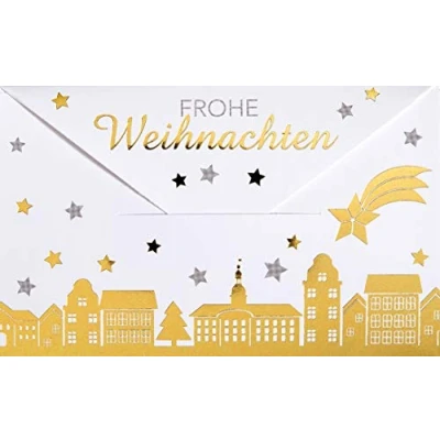 Abbildung von Perleberg Weihnachtskarte Geldgeschenk kleine Geldhülle als Karte in weihnachtlichem Look Geldkarte Weihnachten für einen besonderen Wunsch Grußkarte mit Umschlag 6,7 x 11 cm