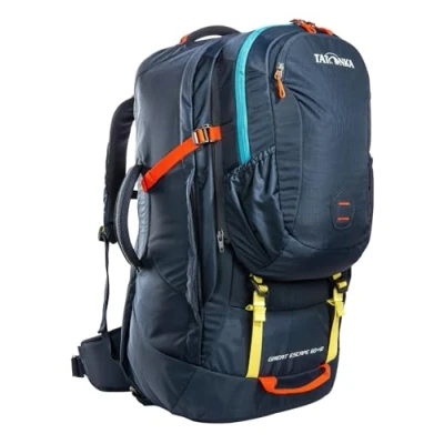 Abbildung von Tatonka Great Escape 60+10 Reiserucksack mit großer Kofferöffnung, extra Rucksack (10l) und abdeckbarem Tragesystem 70 Liter 67 x 33 20 cm navy