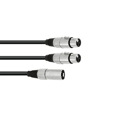 Abbildung von Omnitronic 30225207, XLR (3 pin), Männlich, 2 x Weiblich, 0,5 m, Schwarz