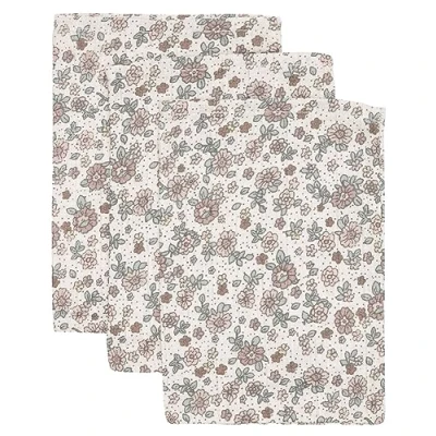 Abbildung von Jollein 536 848 67045 Waschlappen/Waschhandschuhe 3er Set Retro Flowers (15x20 cm)
