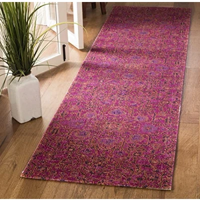 Abbildung von SAFAVIEH Boho Teppich für Wohnzimmer, Esszimmer, Schlafzimmer Artisan Collection, Kurzer Flor, Fuchisa, 66 X 244 cm