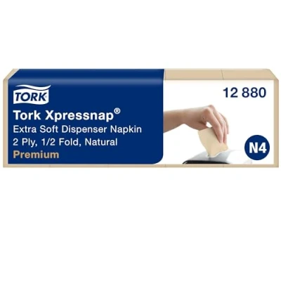 Abbildung von Tork Xpressnap Extra Soft Natur Spenderserviette N4, 1/2 falten, 2 lagig, 1000 Servietten, 10.7cm x 16.5cm 12880