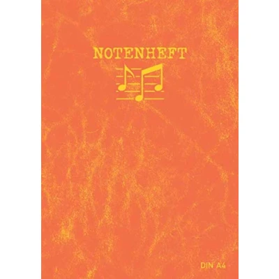 Abbildung von Notenheft Din A4: Mit Hilfslinien Schule 12 Notensysteme pro Seite Musik Notenbuch für Musiker &amp; Lehrer 100 Seiten Orange