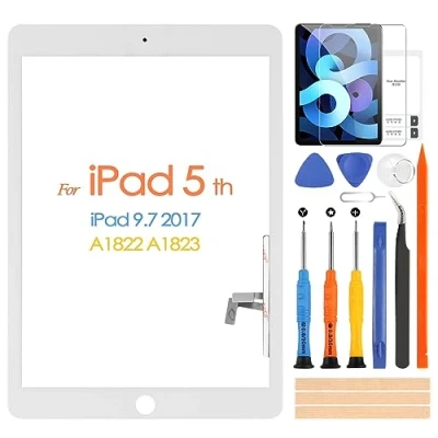 Abbildung von ARSSLY Touchscreen für iPad 9.7 2017 A1822 A1823 Digitizer Bildschirm 5 mit Reparaturset, Ersatz 5, (ohne Home Button, kein LCD Display) (weiß)