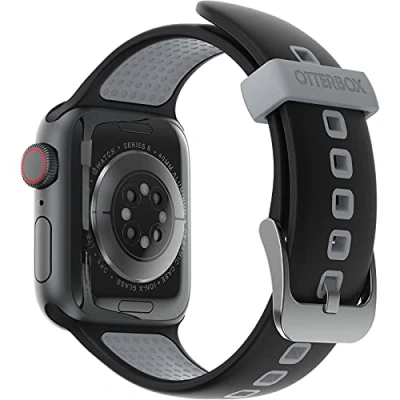 Abbildung von OtterBox All Day Uhrenarmband Für Apple Watch Series 9/8/7/6/SE 2. Gen/SE 1. Gen/5/4/3 38mm/40mm/41mm, Weiches, Angenehmes Und Strapazierfähiges Silikonband Watch, Schwarz/Grau