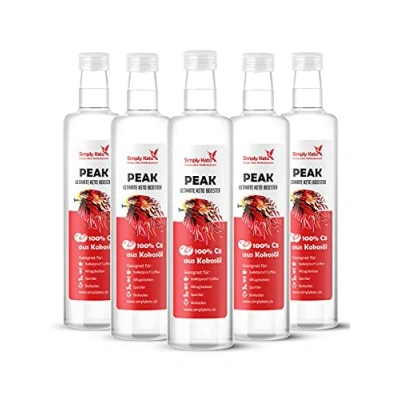 Abbildung von Simply Keto Peak C8 Öl MCT auf Kokosöl Basis 100% Caprylsäure Vegan &amp; Palmölfrei Geschmacksneutral Optimal für ketogene Ernährung Bulletproof Coffee 5x500ml