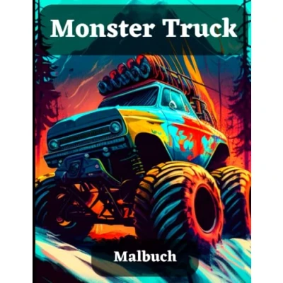Abbildung von Monster Truck Malbuch: Buch Mit Mehr als 50 Großformatigen Zeichnungen von Monstertrucks, Autos, Einzigartiges Geschenk für Kinder