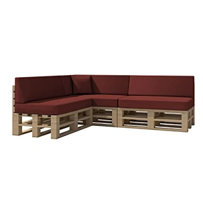 Abbildung von chilly pilley Palettenkissen Gartenkissen Wasserdicht Palettenauflage Palettenpolster Indoor Outdoor Waschbar Abnehmbar Sitzkissen Rückenkissen (8er Set, Dunkelrot)