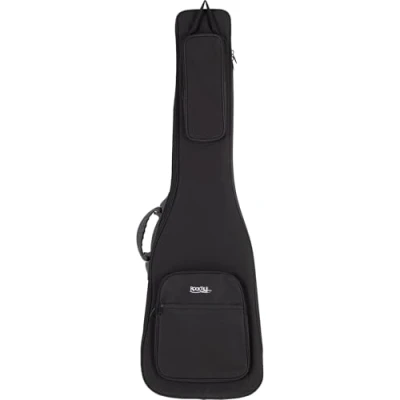 Abbildung von Rocktile EBSC 2124BK Softcase für E Bass Dick gepolsterter Gigbag Verstellbare Halsstütze drei große Außentaschen Schützt vor Feuchtigkeit &amp; Staub versenkbare Rucksackgarnitur Schwarz
