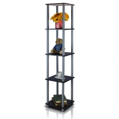 Abbildung von Furinno Viereckiges Regal mit 5 Ebenen, schwarz/grau, 29.46 x 146.56 cm