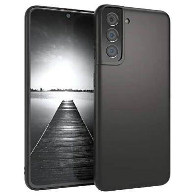 Abbildung von EAZY CASE Handyhülle Silikon mit Kameraschutz kompatibel Samsung Galaxy S21 5G in Schwarz Matt, Ultra dünn, Slimcover, Silikonhülle, Hülle, Softcase, Backcover