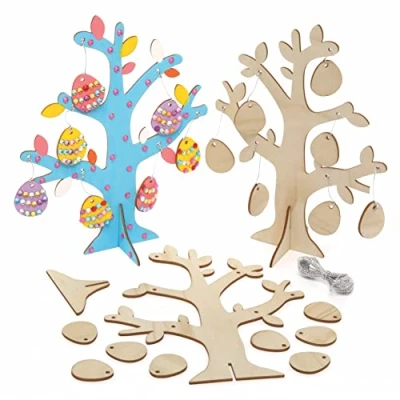 Abbildung von Baker Ross Ostereier Baum Holz Kits, 2 Stück, Osterbasteln, Basteln für Kinder (AX756)