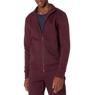 Abbildung von Amazon Essentials Herren Fleece Jacke mit durchgehendem Reißverschluss, Burgunderrot, XL