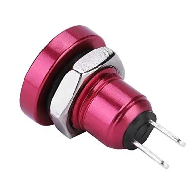 Abbildung von Keenso Momentaner Druckknopf, Auto 1A 24V 8mm Hupen Druckknopf Mini Wasserdichte Startknopf Zinkaluminiumlegierung (Rot)