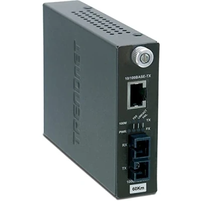 Abbildung von TRENDnet TFC 110S60i Intelligent 10/100Base TX zu 100Base FX Einzelmodus Glasfaserkonverter (60km / 37.3 Meilen)