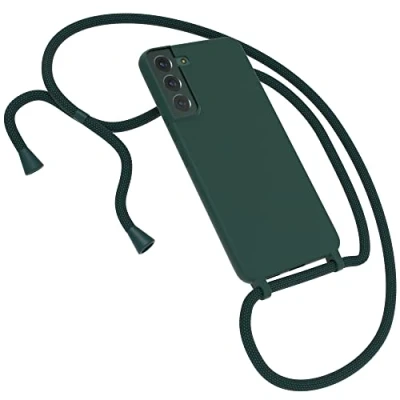 Abbildung von EAZY CASE Premium Silikon Handykette kompatibel mit Samsung Galaxy S22 Plus 5G Handyhülle Umhängeband, Handykordel Schutzhülle, Silikonhülle, Hülle Band, Kette für Smartphone, Nacht Grün
