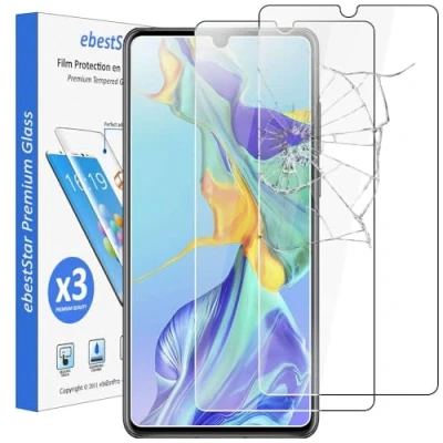 Abbildung von ebestStar kompatibel mit Huawei P30 Panzer Schutz Glas (x3 Stück) Schutzfolie, 9H gehärte Schutzglas, HD Displayschutz, Ultrabeständig