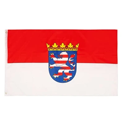 Abbildung von PHENO FLAGS Flagge Hessen 90 x 150 cm Hessische Fahne Wappen (Hissflagge für Fahnenmast), Inkl. 2 Messing Ösen