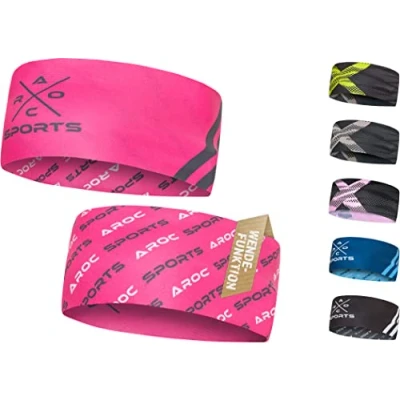 Abbildung von Atmungsaktives Sport Stirnband Damen &amp; Herren schnelltrocknendes Kopfband zum Wenden leichtes elastisches Haarband, winddichtes Schweißband Stirn (pink)