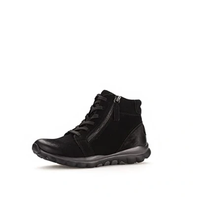 Abbildung von Gabor Damen Schnürstiefeletten, Frauen Schnürboots,Wechselfußbett,uebergangsstiefel,schnürboots,Winterschuhe,schwarz (Mel.),43 EU / 9 UK