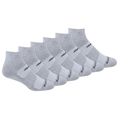 Abbildung von Saucony Men&#039;s Multi Pack Mesh Ventilating Comfort Fit Performance Quarter Socks (6 &amp; 12, Grey Pairs), Shoe Size: 8 12