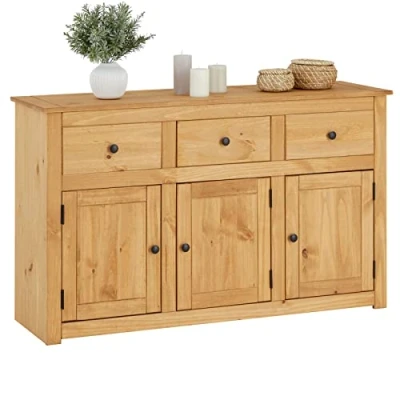 Abbildung von CARO Möbel Sideboard CANCUN, Kommode Anrichte Highboard im Landhaus Stil Kiefer massiv