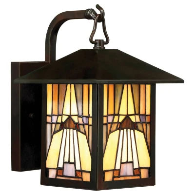 Abbildung von Quoizel QZ INGLENOOK2 S Wandleuchte Inglenook Bronze 1xE27 H:28,7cm L:22,6cm B:17,8cm IP44 dimmbar