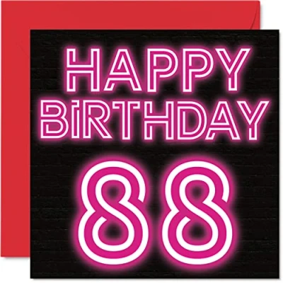 Abbildung von Lustige Geburtstagskarten zum 88. Geburtstag für Männer und Frau Neon Glow Happy Birthday Karte Papa Mama Großvater Opa Oma Onkel Tante, 145 mm x Grußkarten, Geburtstagskarte