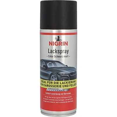 Abbildung von NIGRIN Lackspray, 400 ml, mattschwarzer Autolack, schützt Felgen und Karosserie vor Rost, schnell trocknend, Schwarz