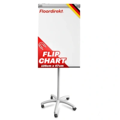 Abbildung von Floordirekt Flipchart mit Rollenfuß, Blockhalter &amp; Seitenarmen magnetisch beschreibbar freistehend höhenverstellbar Whiteboard Tafel Magnettafel Board Ablageschale (Pira)