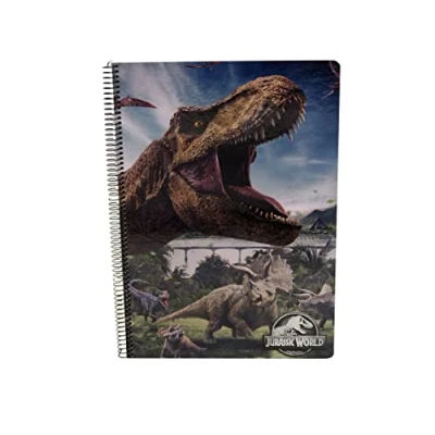 Abbildung von CYP BRAND Jurassic World Notizbuch, 80 Blatt, kariert, 4 x mm, Maße 30,5 22,5 cm, mehrfarbig, offizielles Produkt