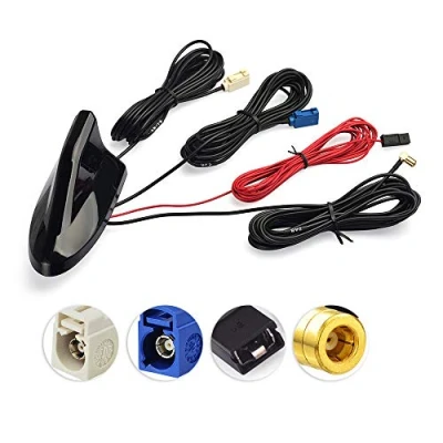 Abbildung von Eightwood DAB Aerial DAB+ Car Radio Splitter SMB Fakra GPS Adapter AM/FM Shark Roof Antenne Signal Amplifier Plug with Cable RG174 500cm for FM