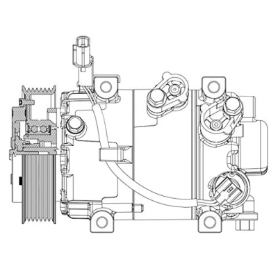 Abbildung von MAHLE ORIGINAL ACP 632 000P Kompressor 6VS14e 12V PAG 46 YF R1234yf, R134a HYUNDAI: i30 II Kombi, i20 Coupe
