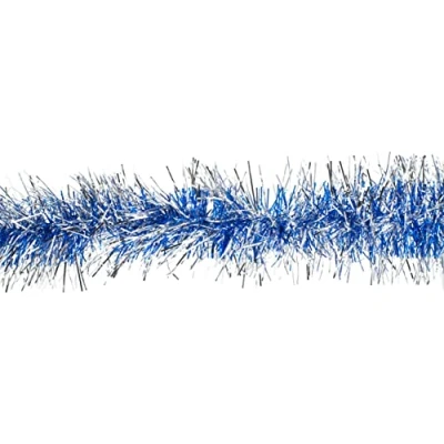 Abbildung von Creativery Weihnachtsgirlande Lametta 9cm x 3m Weihnachtsbaum Baumgirlande blau Silber