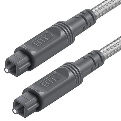 Abbildung von EMK Optisches Kabel Audiokabel Digital Toslink Spdif Kompatibel mit TV, Soundbar, Heimkino und Mehr (Geflochtene Baumwolle Weiß, 2M)