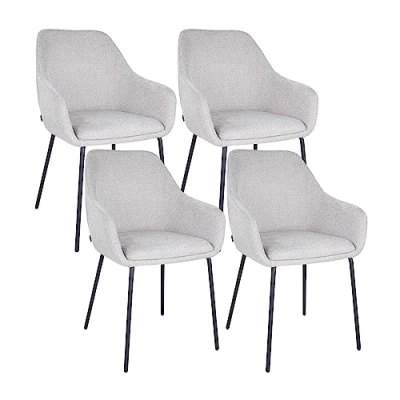 Abbildung von Kick Collection 4er Set Esszimmerstühl Guus Grau Modern und Hochwertig Baumwolle Metall Erhältlich in vielen Farben