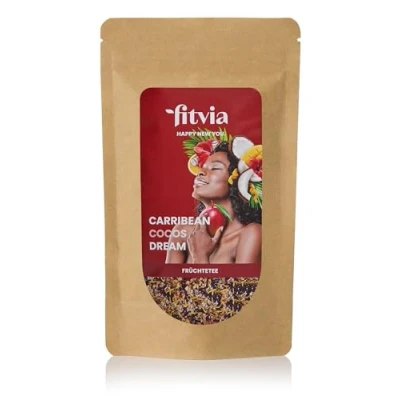 Abbildung von fitvia Früchtetee &quot;Carribean Cocos Dream&quot;: loser Tee, Mango Kokos echte Fruchtstücke, ohne Zuckerzusatz, 100g