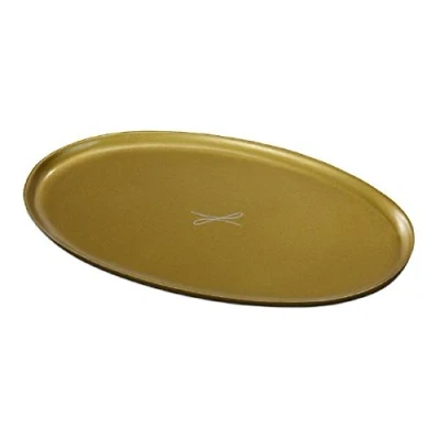Abbildung von Kerzenteller, Dekoteller Oval Gold 10 x 17 cm